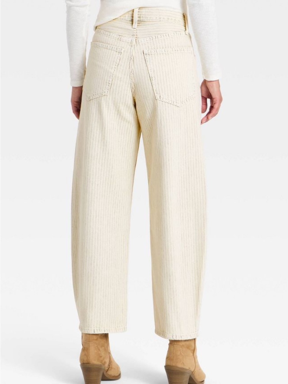 Universal Thread Barrel Leg Jeans in Cream Pinstripe